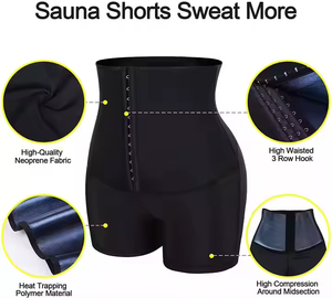 Sauna pour femmes Sweat Shapewear Perte <span class=keywords><strong>de</strong></span> poids pour femmes Shorts amincissants Pantalons Taille haute Ventre Taille Formateur Shorts Body Shaper - Product Image 4