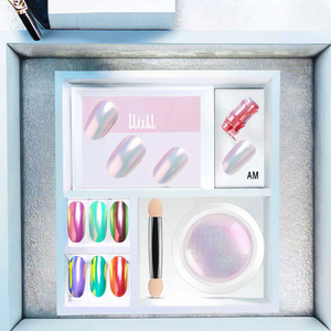 Poudre à ongles Aurora Ice Chrome, effet miroir transparent, pigment pailleté irisé pour la décoration des ongles, manucure, salon - Product Image 3