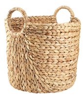 Panier rond de rangement en jacinthe d'eau tressé à la main, écologique et naturel