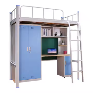 Dormitorio Hierro Acero Armario Habitación Barato Loft Escalera Niño Casa Almacenamiento Precio Metal Chica Adolescente Niños Litera Cama Con Escritorio - Product Image 3