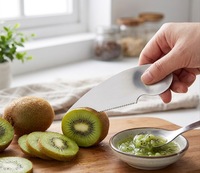 Creatieve roestvrijstalen kersenontpitter, handmatige fruitsnijder, schep met gekarteld blad, makkelijk schoon te maken, keuken gadget, keukengerei