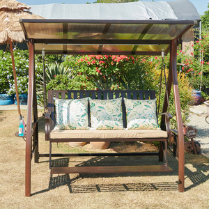 Kursi Ayun Goyang Luar Ruangan Modern Tiga Dudukan VANGARDEN, Kursi Santai 3 Seater, <span class=keywords><strong>Hammock</strong></span> Rumah dengan Garansi 2 Tahun - Product Image 2