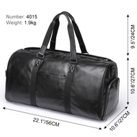 Sac de voyage vintage en cuir véritable pour homme, avec fermeture à chaîne et fermeture éclair, option logo personnalisé, imperméable, noir