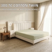 Cadre de lit rembourré moderne avec lampe de lecture LED et table de chevet, lit plateforme en tissu de luxe pour mobilier de chambre