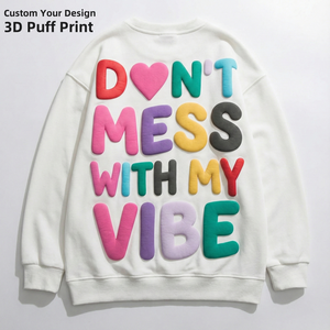 เสื้อสเวตเชิ้ตโอเวอร์ไซส์ผ้าหนาพิมพ์ลายโลโก้ตามสั่งสำหรับผู้ชายและผู้หญิง รุ่น TKAN524 ผ้าฝ้ายคุณภาพสูง พิมพ์ลายนูนโฟม 3 มิติ แขนยาว - Product Image 1
