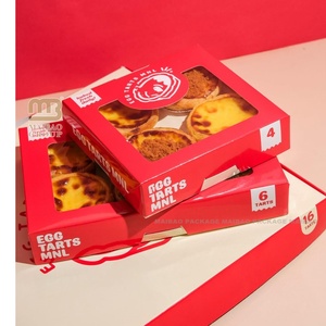 กล่องทาร์ตไข่แบบไม่มีลายนูนกล่องแบบหนา2หรือ4ชิ้นสำหรับกล่องบรรจุภัณฑ์อาหาร - Product Image 1