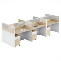 Poste de travail en îlot de bureau, bureau informatique moderne en bois, station de travail avec cloison pour employés, ensemble de mobilier de direction