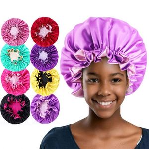 Bonnet de nuit pour enfant couleur bonbon, double couche réversible en satin, pour le soin des cheveux, usage quotidien, extérieur et maison, toutes saisons - Product Image 1