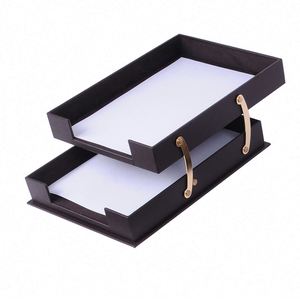Ensemble de bureau en cuir marron, organiseur de bureau avec accessoires, accessoires de bureau marron - Product Image 2