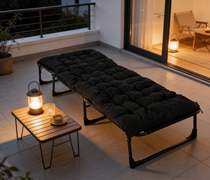 Cama Plegable Ajustable para Camping, Cama Plegable Acolchada sin Ensamblaje para Uso en Interiores y Exteriores, Siesta en la Oficina, Camping, Patio, Playa - Product Image 1