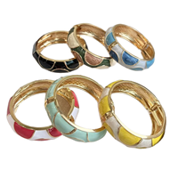 Grosir CICILY Gelang Manset Klasik Berlapis Emas 24K dari Paduan Seng dengan Bunga Multicolor untuk Wanita, Vintage, Fashion Valentine.