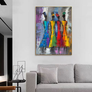Venta caliente moderno grande colorido cuatro mujeres <span class=keywords><strong>silueta</strong></span> pintura al óleo Retrato pintado a mano con marco para decoración del hogar - Product Image 4