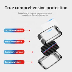 <span class=keywords><strong>Porte</strong></span>-clés de voiture 4 boutons en fibre de carbone métallique étanche et léger et luxueux pour Great Wall Gwm Wey Tank 300 500 2021 Smart Keychain - Product Image 4