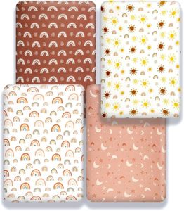 Lenzuola per Culla in Cotone Biologico con Design Sole e Arcobaleno per Neonati Maschi o Femmine - Product Image 2
