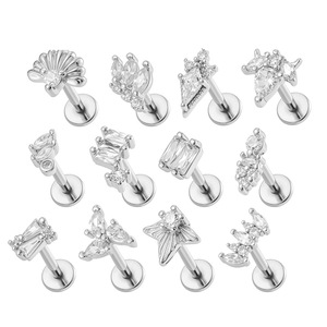 Astm F136 Titanio Hoja Stud Pendiente Helix Labret Lip Piercing Hilo interno Flat Back Stud Mujeres Hombres - Product Image 4
