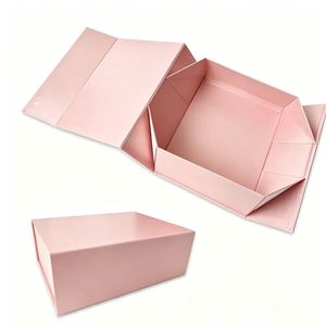 Boîte en carton rose rectangulaire auto-assemblable pour cadeaux et travaux manuels - Product Image 1