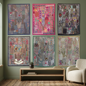Venta al por mayor Sari Patchwork colgante de pared reciclado Sari Patchwork tapiz - Product Image 2