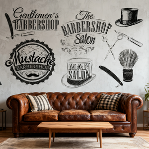 Mural <span class=keywords><strong>de</strong></span> Pared <span class=keywords><strong>de</strong></span> Barbería Moderna para <span class=keywords><strong>Caballeros</strong></span>, Hombre con Bigote, Herramientas <span class=keywords><strong>de</strong></span> Barbería, Papel Tapiz para el Hogar - Product Image 3