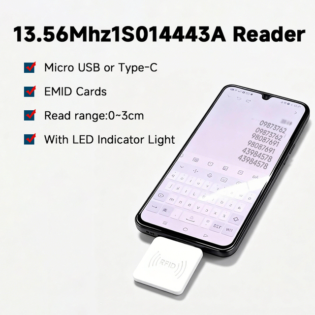 USB Interface RFID Smart Reader IC Card R65C 13.56MHz ABS Material Access Control Reader ISO 14443A Protocol 3-5cm Reading
