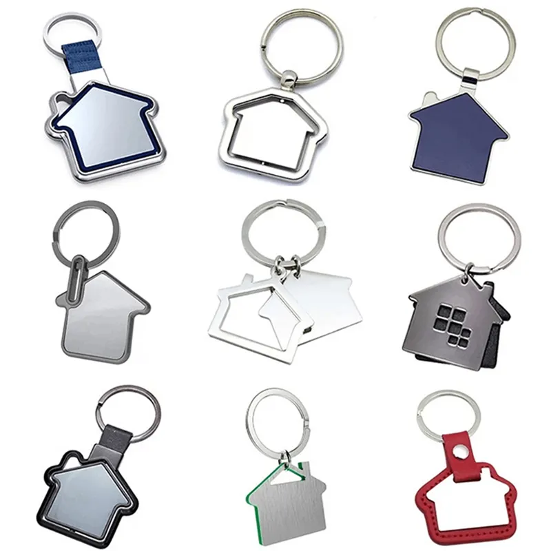 Keychain Bottle Opener Sublimation Rotate Real Estate Home Engraved Blanks House Shape Custom Metal Key Chain Keychain