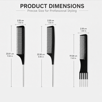 Peigne à effiler professionnel en acier, épais, antistatique, résistant à la chaleur, peigne à queue de rat pour hommes, peigne à dents fines pour coiffure