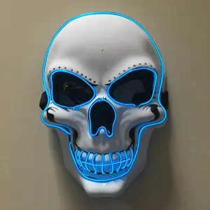 Masque facial personnalisé à lumière froide LED, masques en fil EL néon, pour fête d'halloween, rave, cosplay, vente en gros, OEM