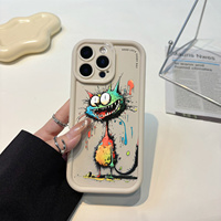 À la mode Graffiti chat UV imprimé Designer coque de téléphone pour iPhone XS XR 11 12 13 14 15 16 Pro Max accessoires de téléphone portable fabriqués sur PC