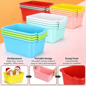 Colorful Plastic <b>Storage</b> <b>Boxes</b> Rectangle <b>Stackable</b> With Handles For Home Toys Organization 0L-5L Capacity - Product Image 3