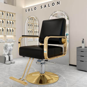 Sillón de Peluquería de Alta Gama, Giratorio y con Altura Ajustable, de Acero Inoxidable y Metal Negro - Product Image 2