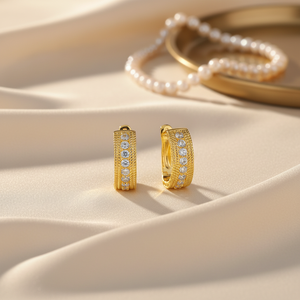 Orecchini cavi francesi in oro 9k 14K 14K in stile <span class=keywords><strong>palazzo</strong></span> retrò di lusso di lusso orecchini gioielli da donna - Product Image 3