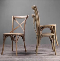 Chaise de salle à manger en chêne clair massif avec dossier croisé, assise en rotin, structure en bois courbé, style moderne, pour cafés extérieurs, mariages, salle à manger de ferme, BSCI