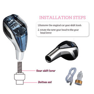 Kepala roda gigi modifikasi mobil Universal akrilik dengan tuas roda gigi LED kenop pemindah gigi perak 119 mm Aksesori Mobil - Product Image 4