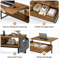 Table basse relevable avec rangement, structure en bois, design multifonctionnel et portable pour salon