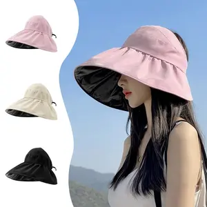 Chapeau d'été en vinyle vide pour femme, pare-soleil pliable, chapeau de pêcheur