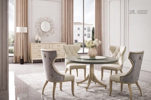 Sang trọng truyền thống phong cách ăn uống Bộ Cổ Điển Pháp đồ nội thất rắn gỗ tròn bàn ăn với 6 Ghế Ăn Bộ - Product Image 6