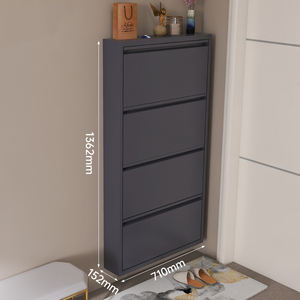 Scarpiera a Scomparsa da Parete di Design per la Famiglia in Metallo e Acciaio con Ripiani - Product Image 5