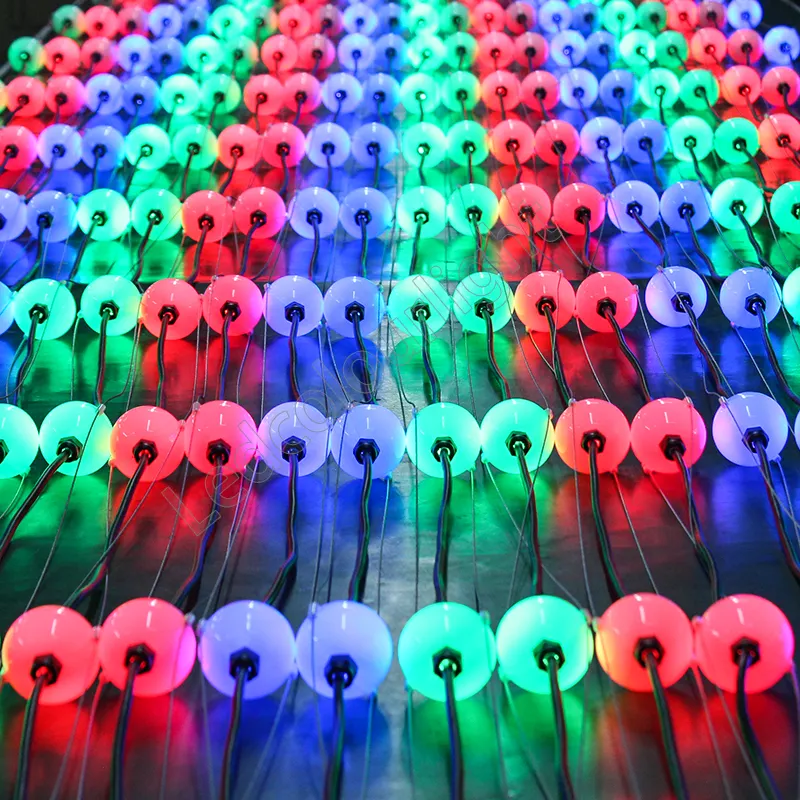 Iluminación decorativa navideña de alta potencia DMX RGB Ball Pixel String Lights Bombilla LED 3D con alambre de acero estable