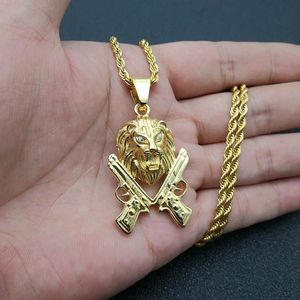 Yunnique – collier avec pendentif tête de Lion en acier inoxydable pour hommes, bijoux Hip Hop, accessoire de fête - Product Image 4