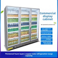 Réfrigérateur commercial vertical en acier inoxydable avec porte vitrée, éclairage LED et refroidissement par air pour vin et bière