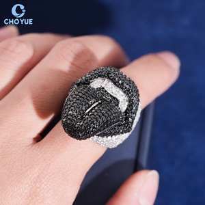 Anillo de Lengua con Incrustaciones de Moissanita Negra VVS, Certificado GRA, Estilo Hip Hop, Plata 925 para Hombre, Venta al Por Mayor - Product Image 5