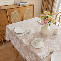 Nappe de table moderne simple blanc pur transparent dentelle fraîche pompon hôtel décoration de la maison rectangulaire papillon fleur nappe