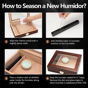Estuche de Escritorio para Hombre en Acrílico y Madera de Cedro Marrón, Regalo para <span class=keywords><strong>Padre</strong></span>, Caja Humidificadora para Almacenamiento de Cigarros - Product Image 4