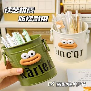 Funny Pen Holder <b>Large</b> Capacity Cartoon Round <b>Desk</b> Storage For Kids Students Offices Decorative Organizer - Product Image 4