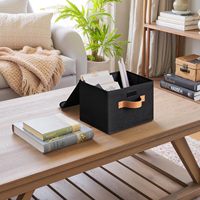 Boîte de Rangement Souvenir en Tissu Non-Tissé avec Couvercle Rabattable, Pliable et Empilable, Poignée Avant pour Armoire, Sac, Télécommande