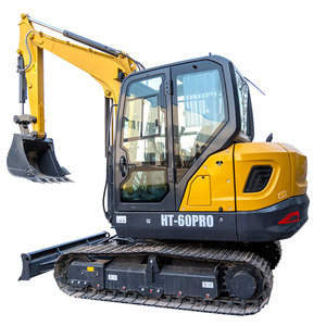 Mini-excavatrice sur chenilles HT60 de 6 tonnes (6000 kg) la plus vendue avec tarière, godet et fourche décompacteuse - Product Image 3