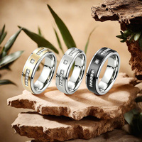 Bague large bicolore en acier inoxydable avec accents de pierres transparentes pour hommes, bijoux de mode en stock, vente en gros