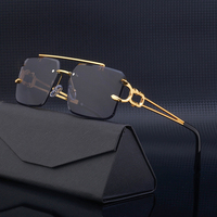 Partagas Lunettes de Soleil Vintage Rétro de Créateur Logo Personnalisé Sans Monture Carrées Double Pont Tête de Léopard UV400 pour Hommes