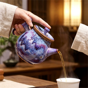 Théière traditionnelle chinoise en céramique émaillée, capacité 320 ml, faite à la main, résistante à la chaleur, style Dynastie Song, <span class=keywords><strong>service</strong></span> de thé et café - Product Image 4