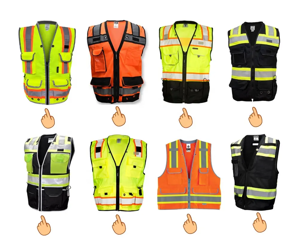 New Design Personal Protective Vest 100% Polyester Black Lighted Safety Vest with Pockets Hi Vis Safety Reflective Vest