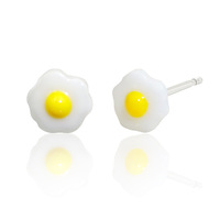 Wholesale Cute Fried Egg Stud Earrings 6mm Mini Acrylic Resin Sunny Side up 0.05g Clear Post Tiny Kawaii Food Jewelry
